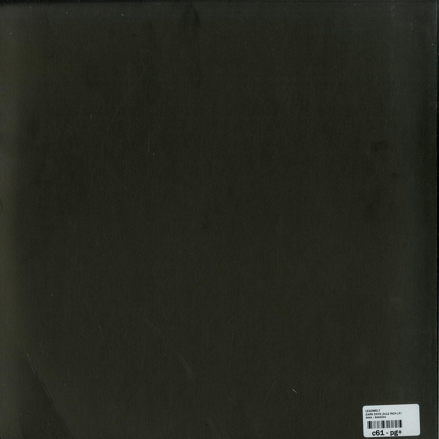 Second Hand Dark Days vinyl record with black and white artwork, front cover image of the LEGOWELT album.