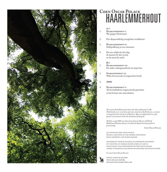 Second hand vinyl record of COEN OSCAR POLACK – HAARLEMMERHOUT, showing the back cover with album artwork and text.