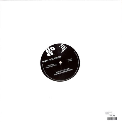 Decks vinyl record of Shamis LCSM Likwid Continual Space Motion album, showing the back cover with artwork and track listing.