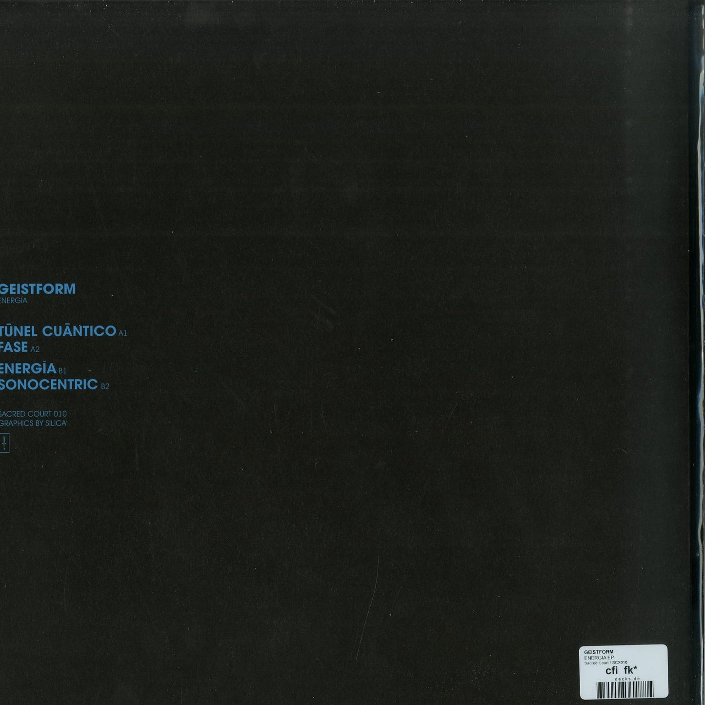 Second Hand GEISTFORM Energia vinyl record with colorful album cover artwork, front and back views.