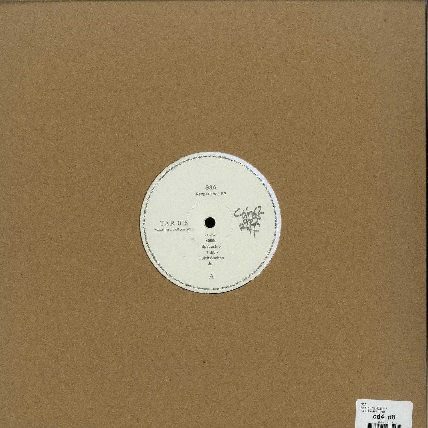 Decks S3A REXPERIENCE EP vinyl record with colorful album artwork and black vinyl disc.