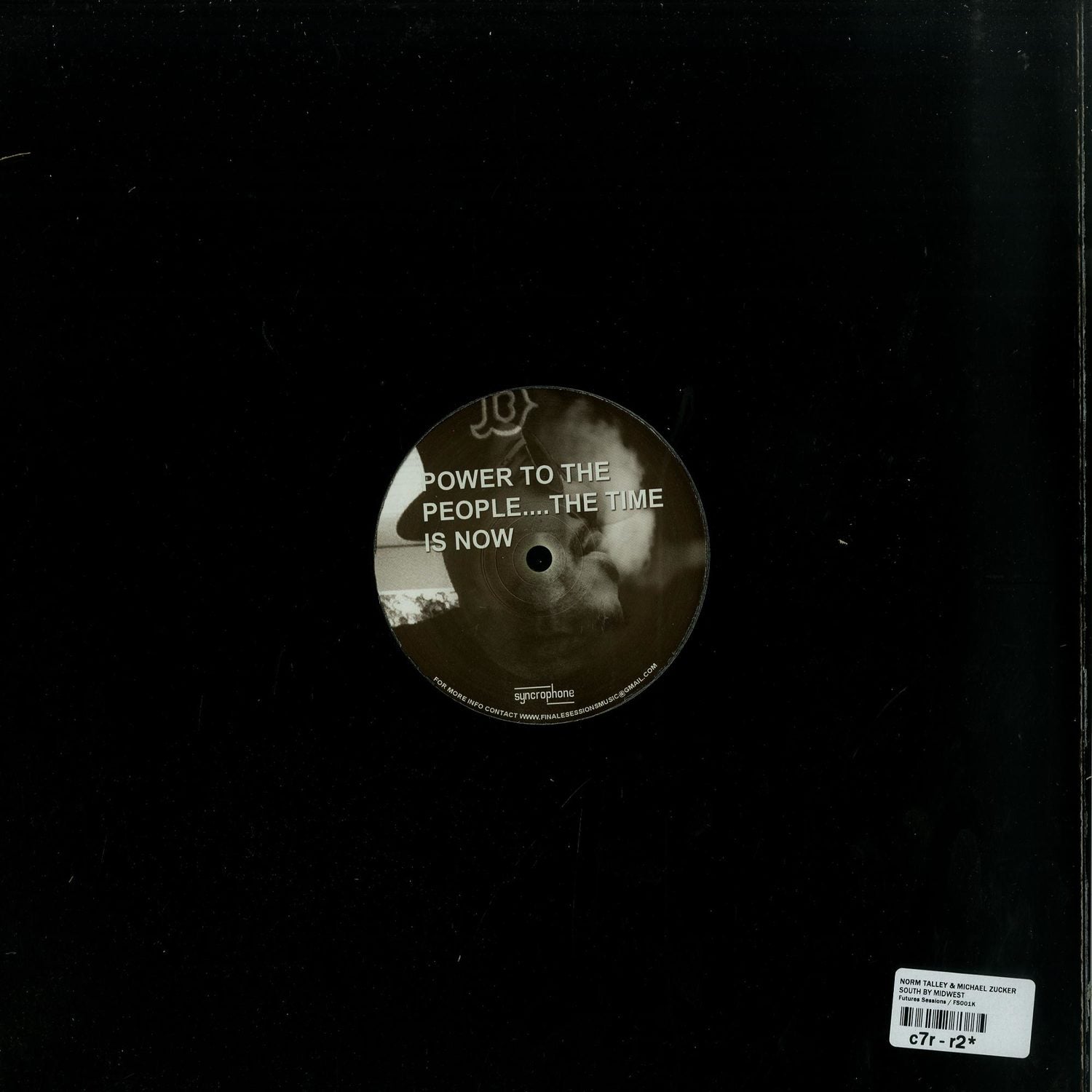 Back of Second Hand vinyl record "South by Midwest EP" by Norm Talley and Michael Zucker, showing the black vinyl and label.