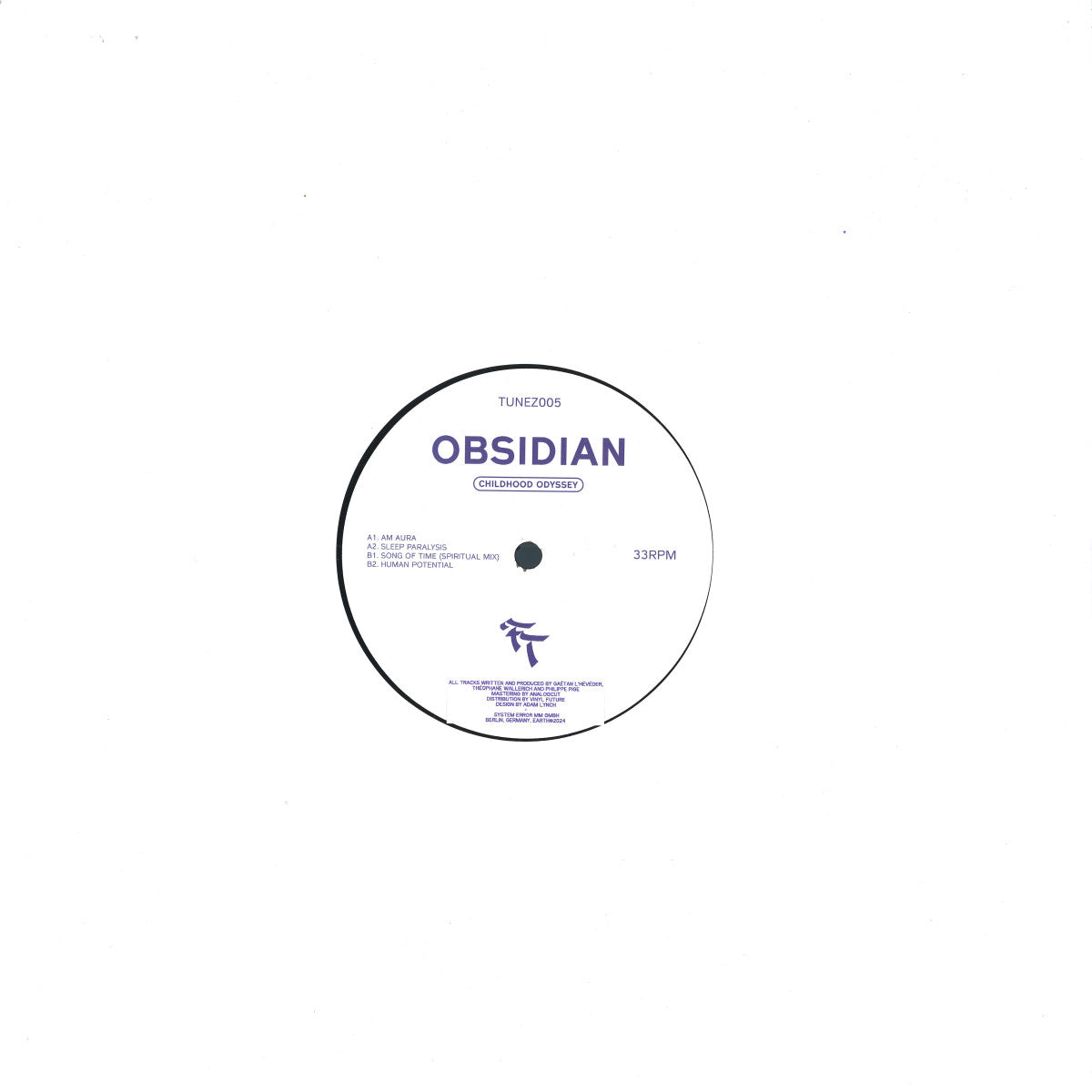 Obsidian Childhood Odyssey vinyl record by Vinyl Future shown from the back, featuring colorful album artwork and record details.