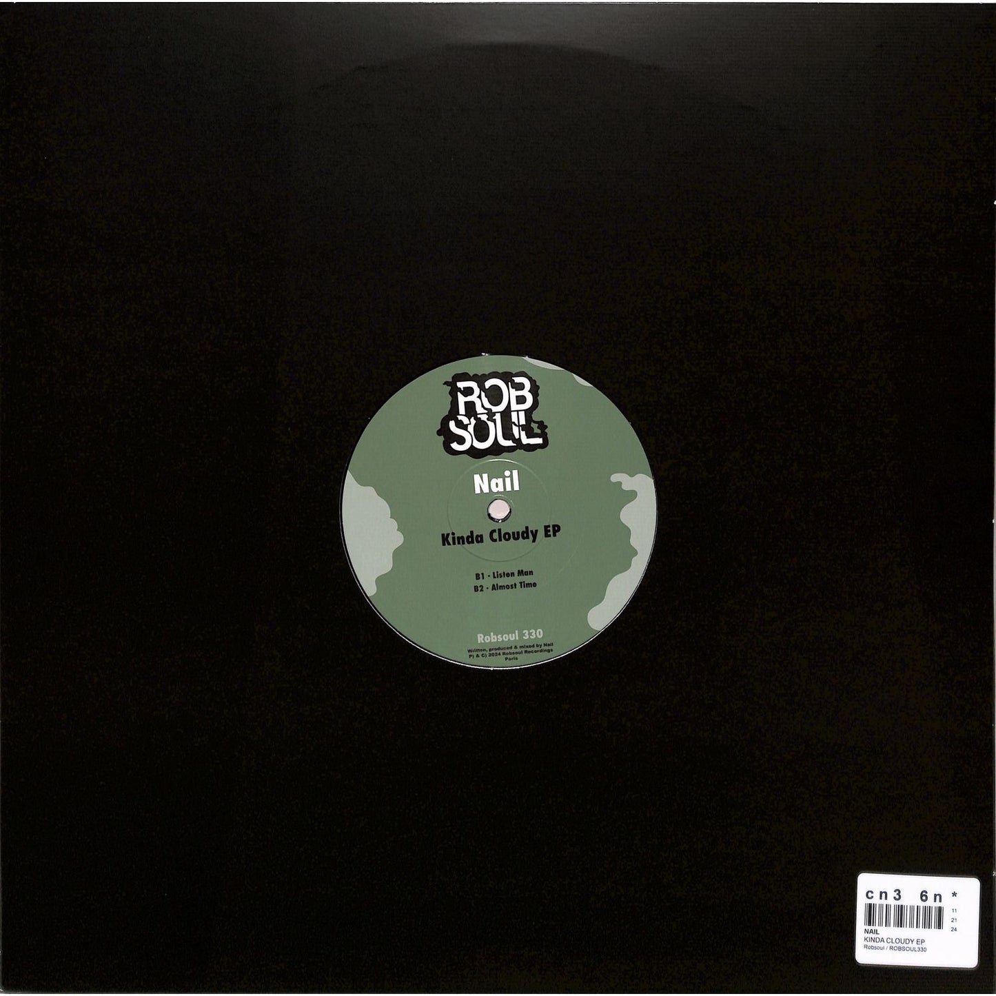Syncrophone NAIL – KINDA CLOUDY EP vinyl record with colorful abstract artwork on the back side.