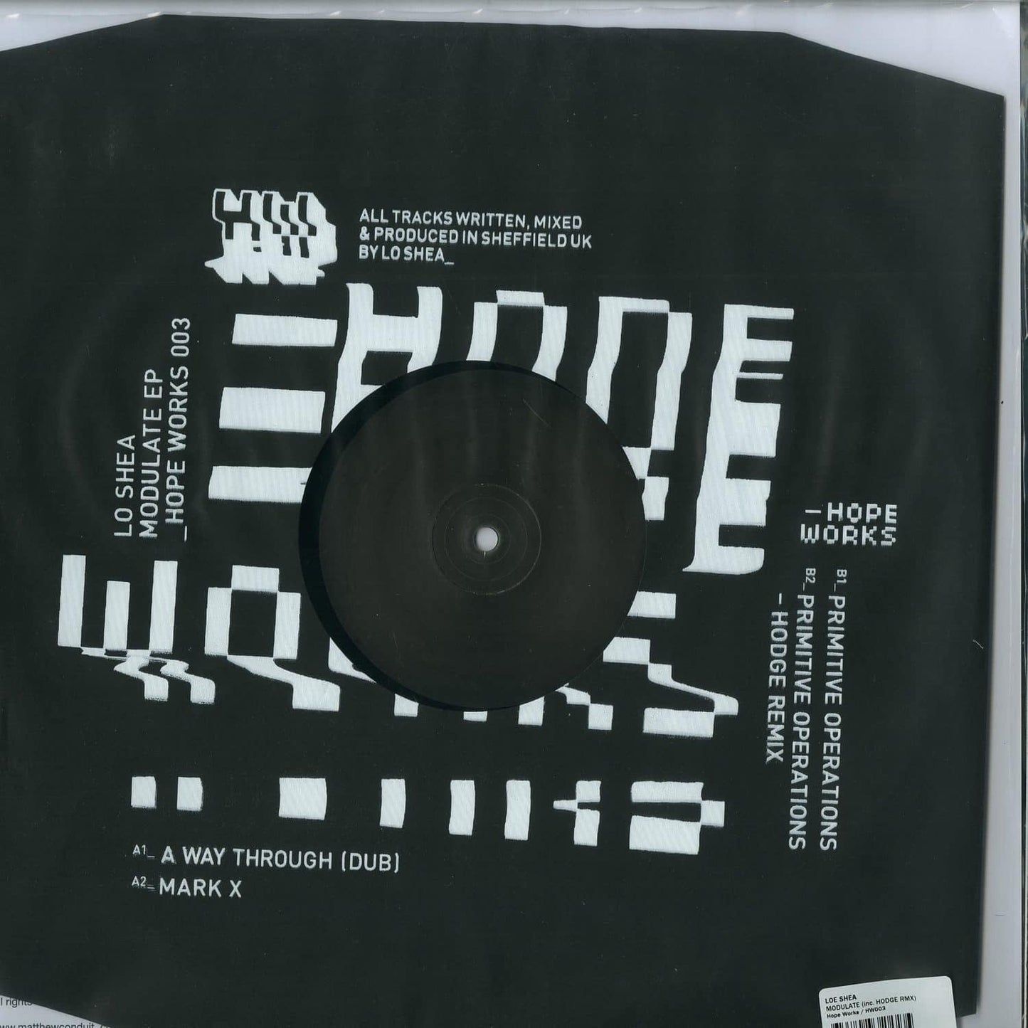 Decks LO SHEA, HODGE – MODULATE EP vinyl record with colorful abstract artwork on the cover.