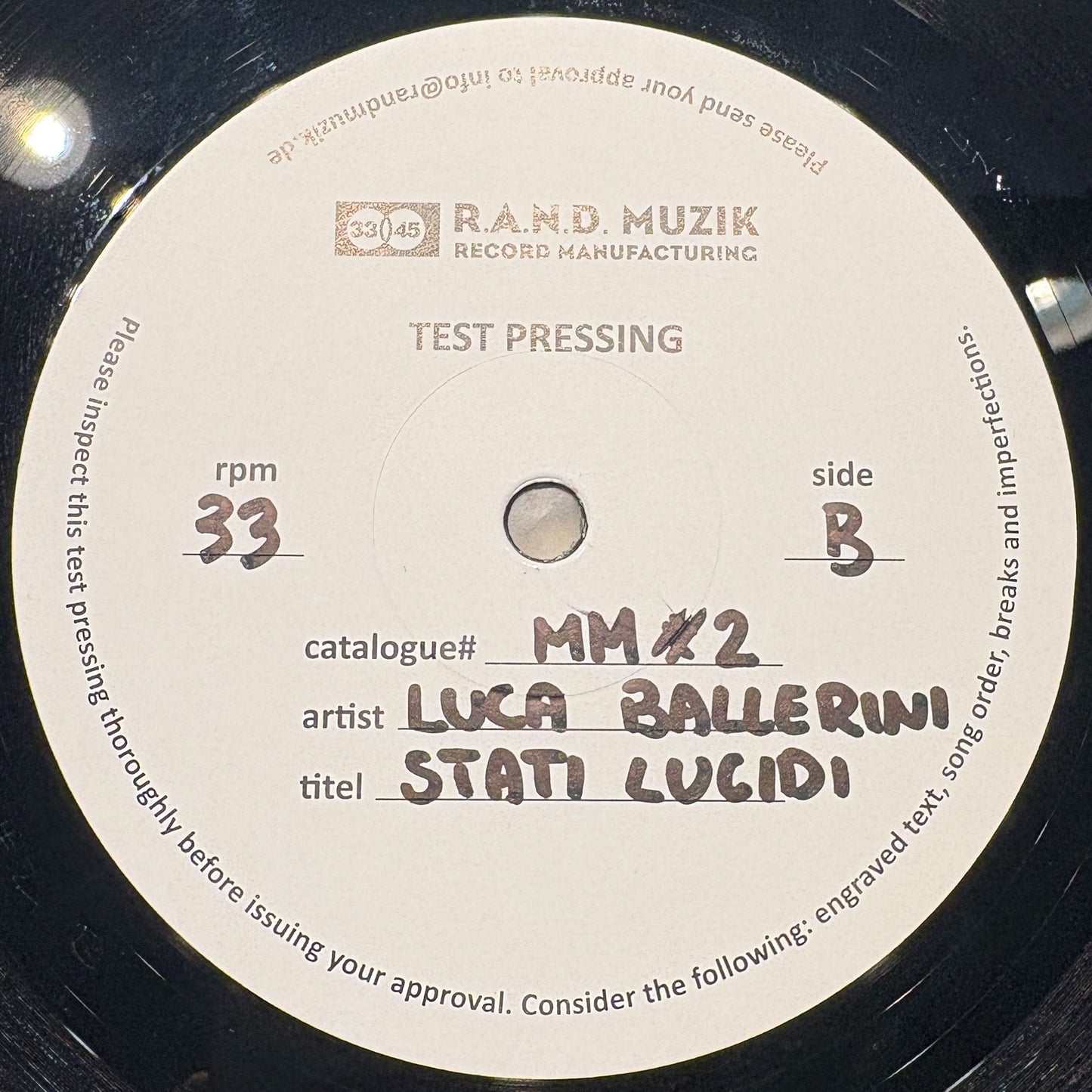 LUCA BALLERINI PRES. FUCINA 045, RIO PADICE – STATI LUCIDI