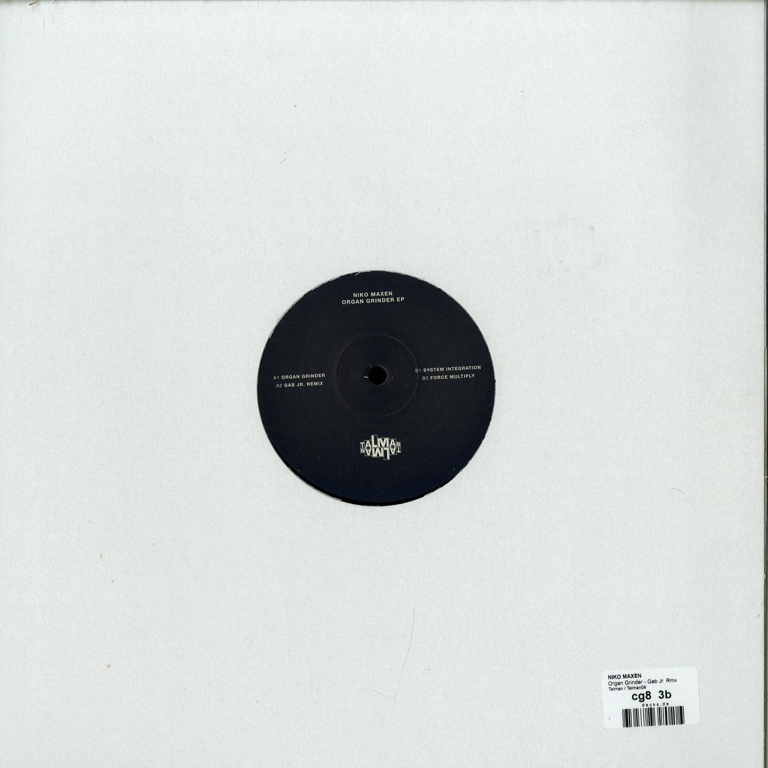 Back of NIKO MAXEN GAB JR. – ORGAN GRINDER EP vinyl record by Syncrophone, showing the record's rear cover art and design.