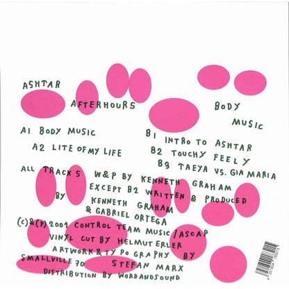 ASHTAR AFTERHOURS body music vinyl record by Word and Sound, showing the back cover with album artwork and text.