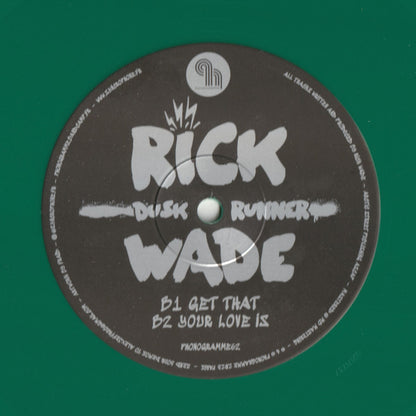 Back of Syncrophone vinyl record RICK WADE – DUSK RUNNER showing the album cover art and record label details.