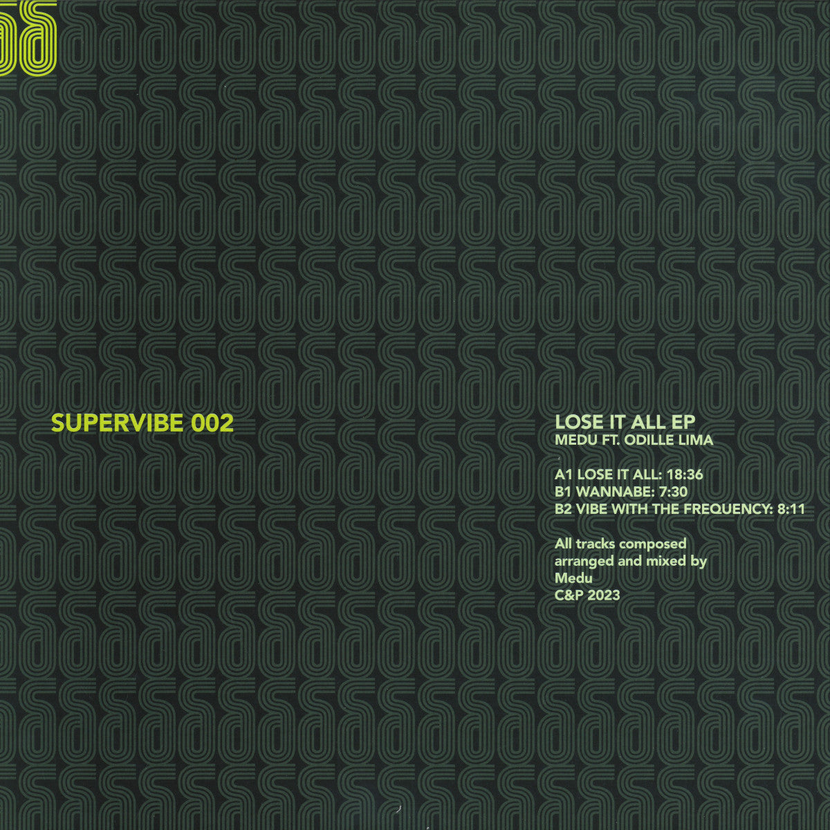 Medu Odille Lima Lose It All EP vinyl record by Vinyl Future, showing the back cover with artwork and track details.