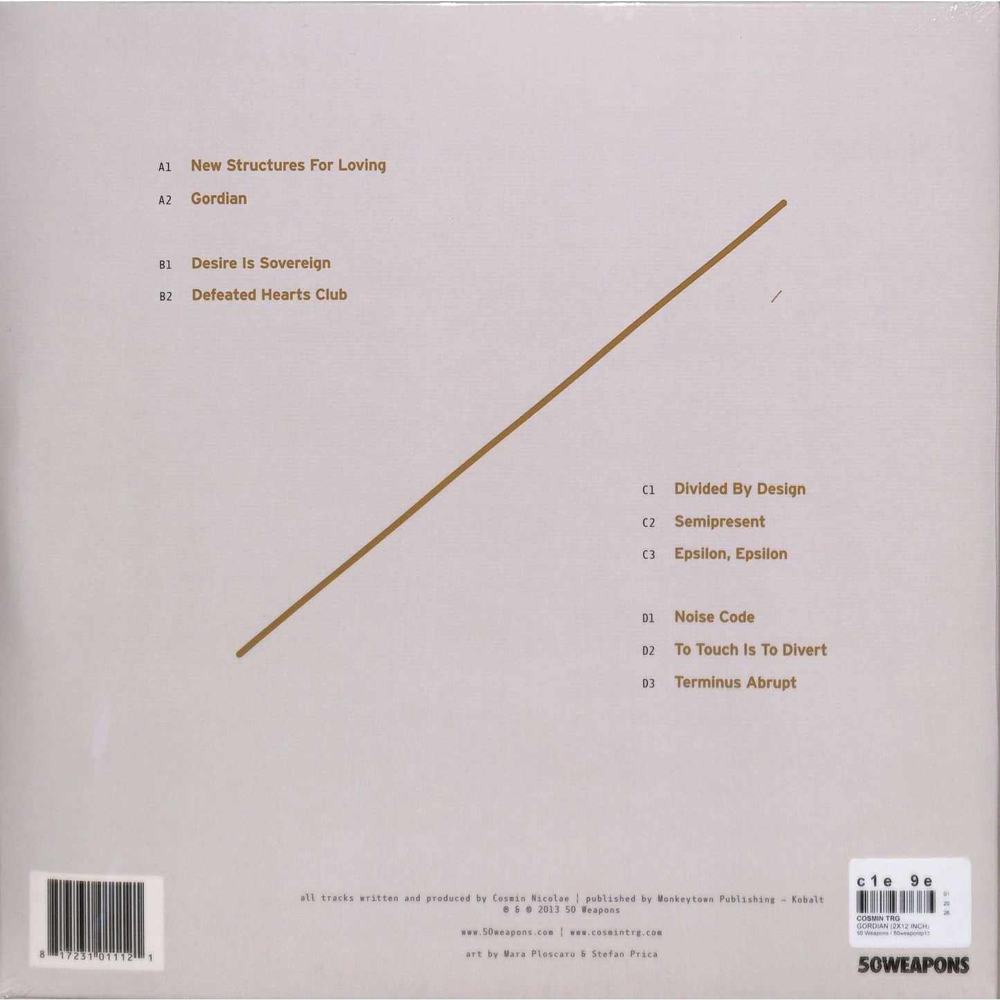 Second Hand COSMIN TRG Gordian vinyl record with black and white artwork on the back cover.