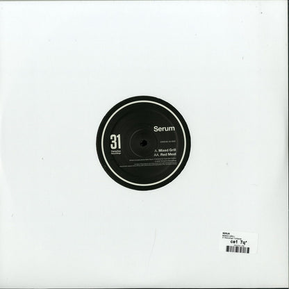 Triple Vision vinyl record titled "Serum – Mixed Grill / Red Meat" featuring colorful abstract artwork on the back cover.