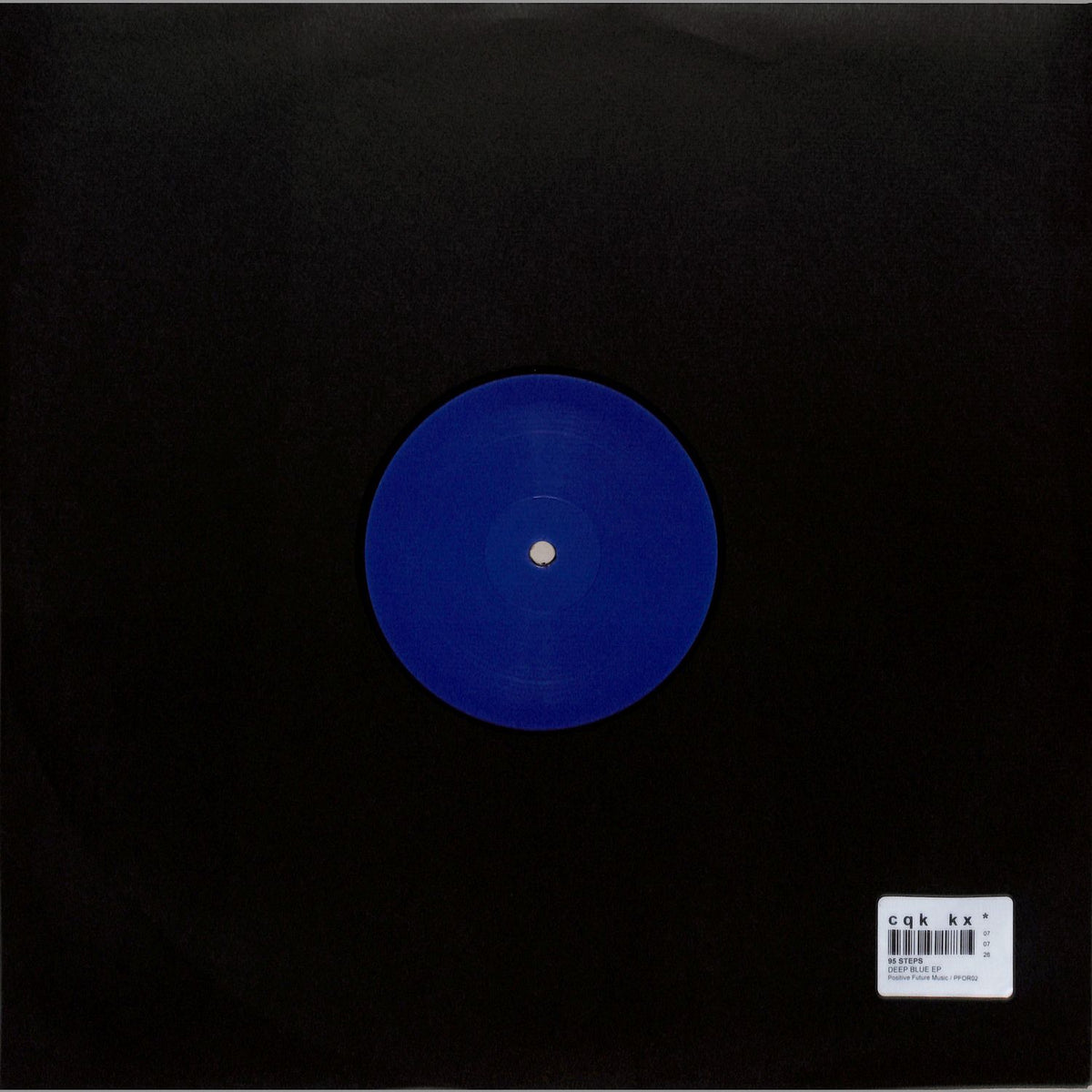 Deep Blue vinyl record by 95 STEPS from Yoyaku, showing the back cover with abstract blue artwork and record label details.