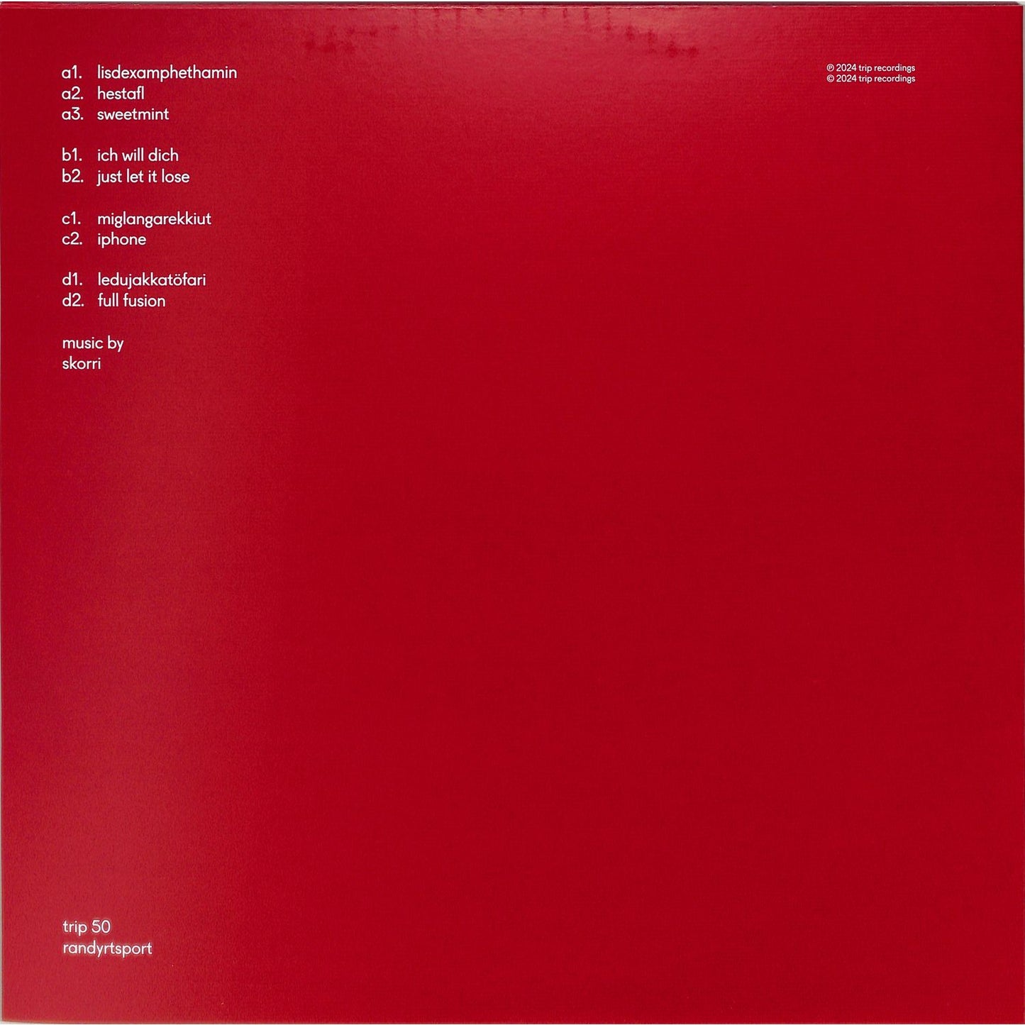 Triple Vision SKORRI – RANDYRTSPORT vinyl record with colorful album art and retro design, front view showing the record and sleeve.