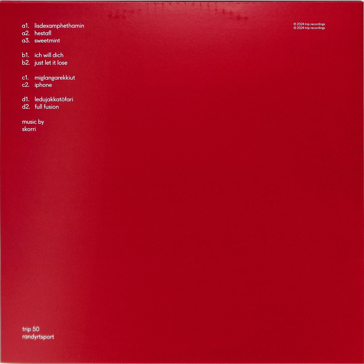 Triple Vision SKORRI – RANDYRTSPORT vinyl record with colorful album art and retro design, front view showing the record and sleeve.