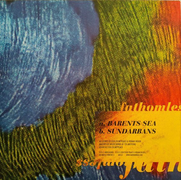 Second hand vinyl record of COEN OSCAR POLACK & HERMAN WILKEN's Fathomless, showing the back cover with abstract artwork.