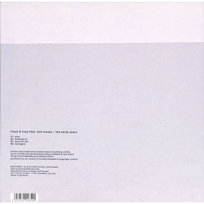 Front of Frank & Tony feat. Bob Moses vinyl record titled The Early Years by Word and Sound, with colorful album artwork.