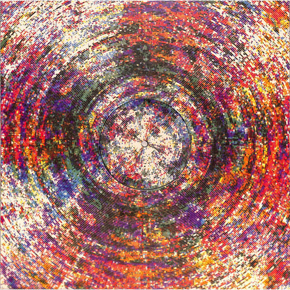 Yoyaku HUGO LX off-centered EP vinyl record with black label and artwork visible on the back side.