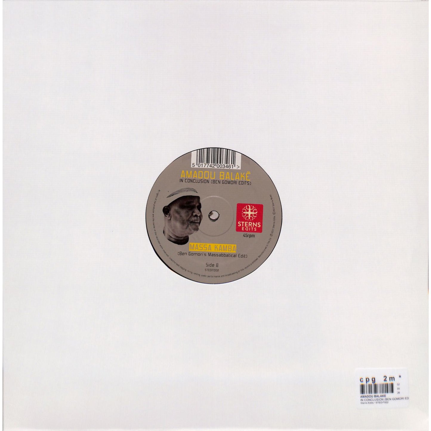 Back of vinyl record for "In Conclusion" by Amadou Balaké, released by Triple Vision, featuring album artwork on the cover.