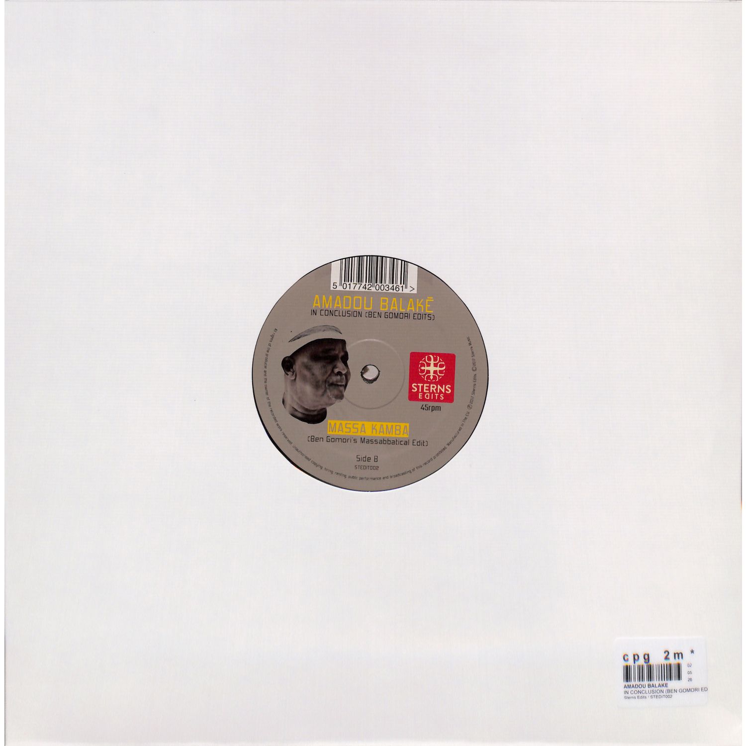 Back of vinyl record for "In Conclusion" by Amadou Balaké, released by Triple Vision, featuring album artwork on the cover.