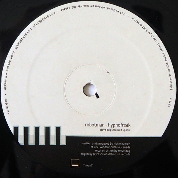 Second Hand vinyl record "ROBOMAN / FUSE, STEVE BUG – HYPNOFREAK / NT" showing the back cover with artwork and track details.