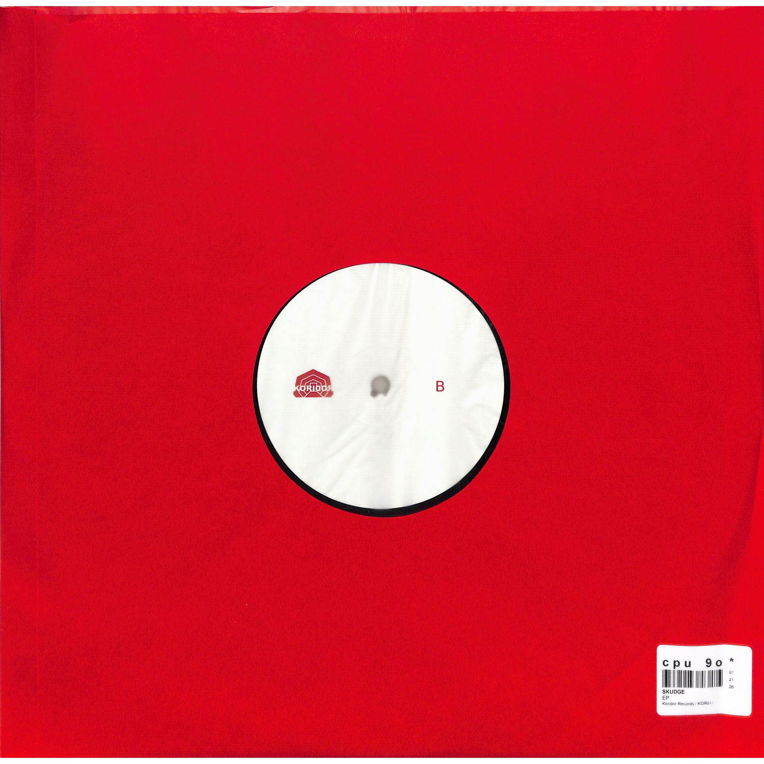 Yoyaku SKUDGE KOR011 vinyl record with black and white abstract cover art, showcasing the album's design on the back.