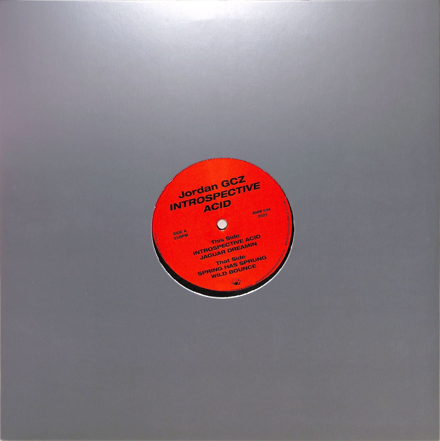 Second Hand Jordan GCZ Introspective Acid vinyl record with black and white album cover artwork and detailed back cover image.
