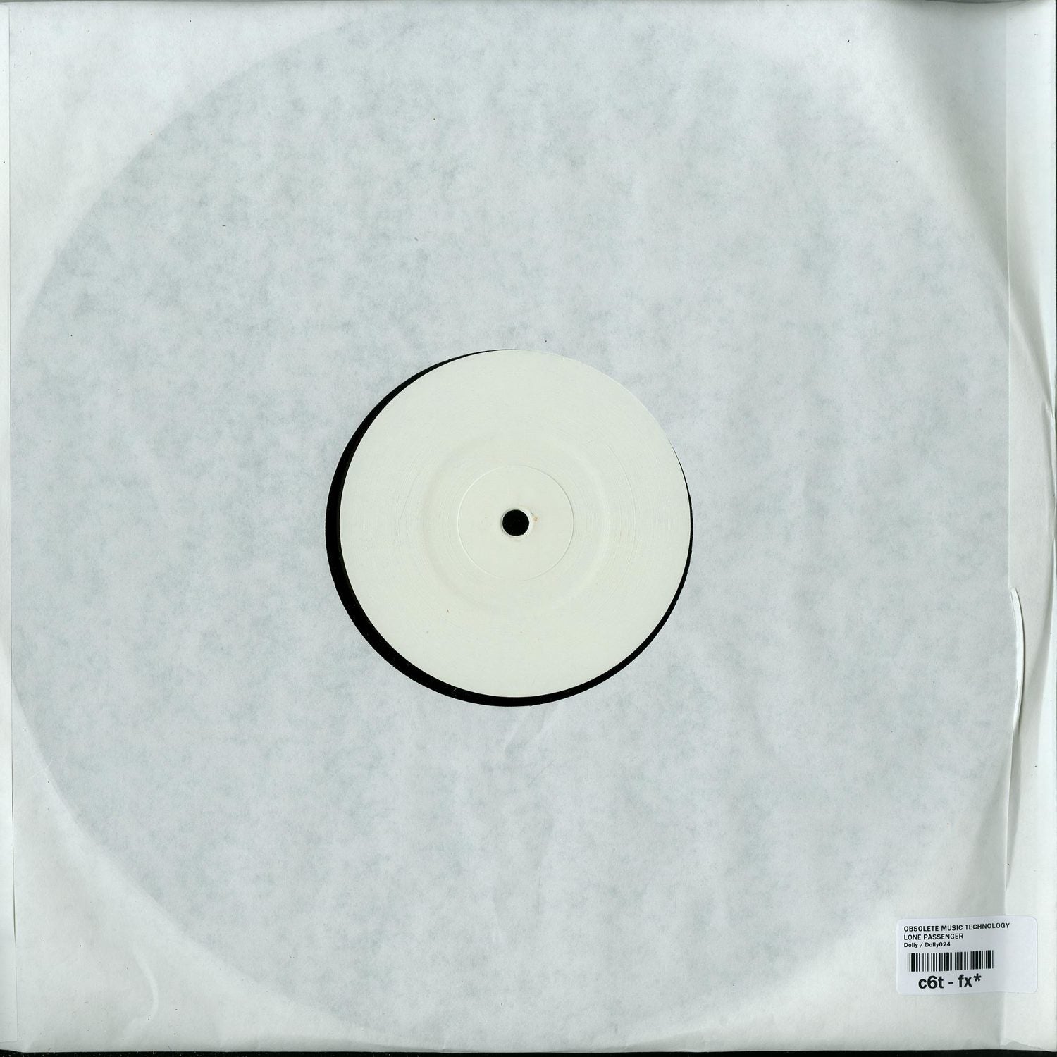 Second Hand vinyl record of "Lone Passenger" by Obsolete Music Technology, showing the back cover with album art and text.