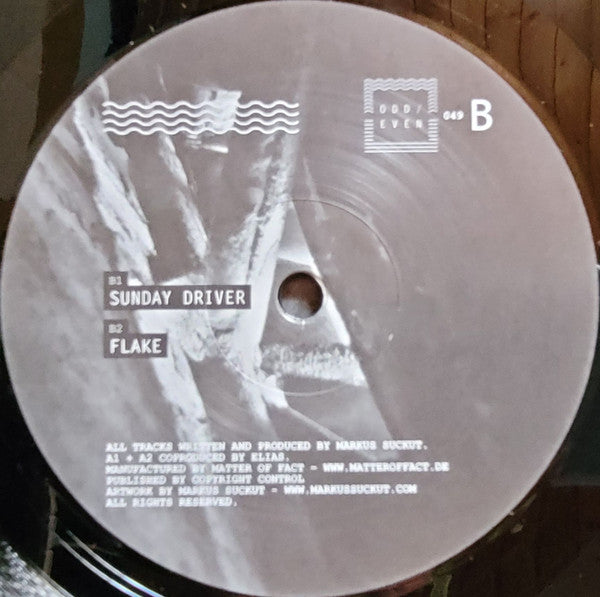Decks Markus Suckut Museum Part II vinyl record with black and white artwork on the cover, shown from the back.