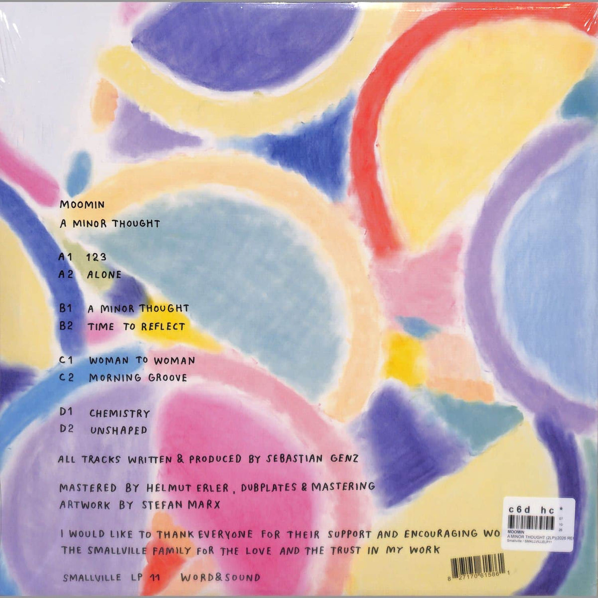 Back side of Word and Sound Moomin – A Minor Thought vinyl record showing the album artwork and record label details.