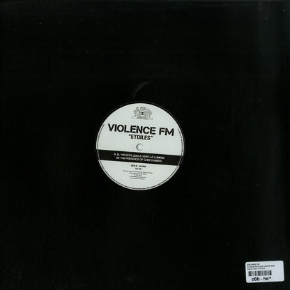 Decks Violence FM Chez Damier Etoiles vinyl record with black and white geometric cover art, showing the back of the album.
