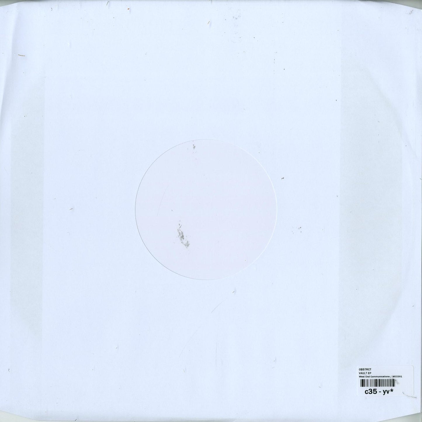 Second Hand OBSTRCT – VAULT vinyl record with dark label and textured cover, shown from the back.