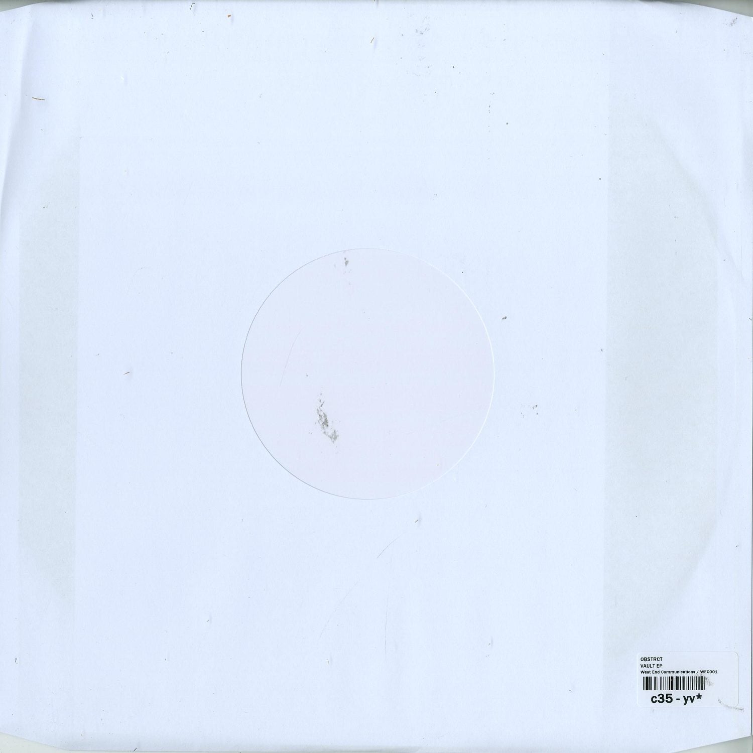 Second Hand OBSTRCT – VAULT vinyl record with dark label and textured cover, shown from the back.