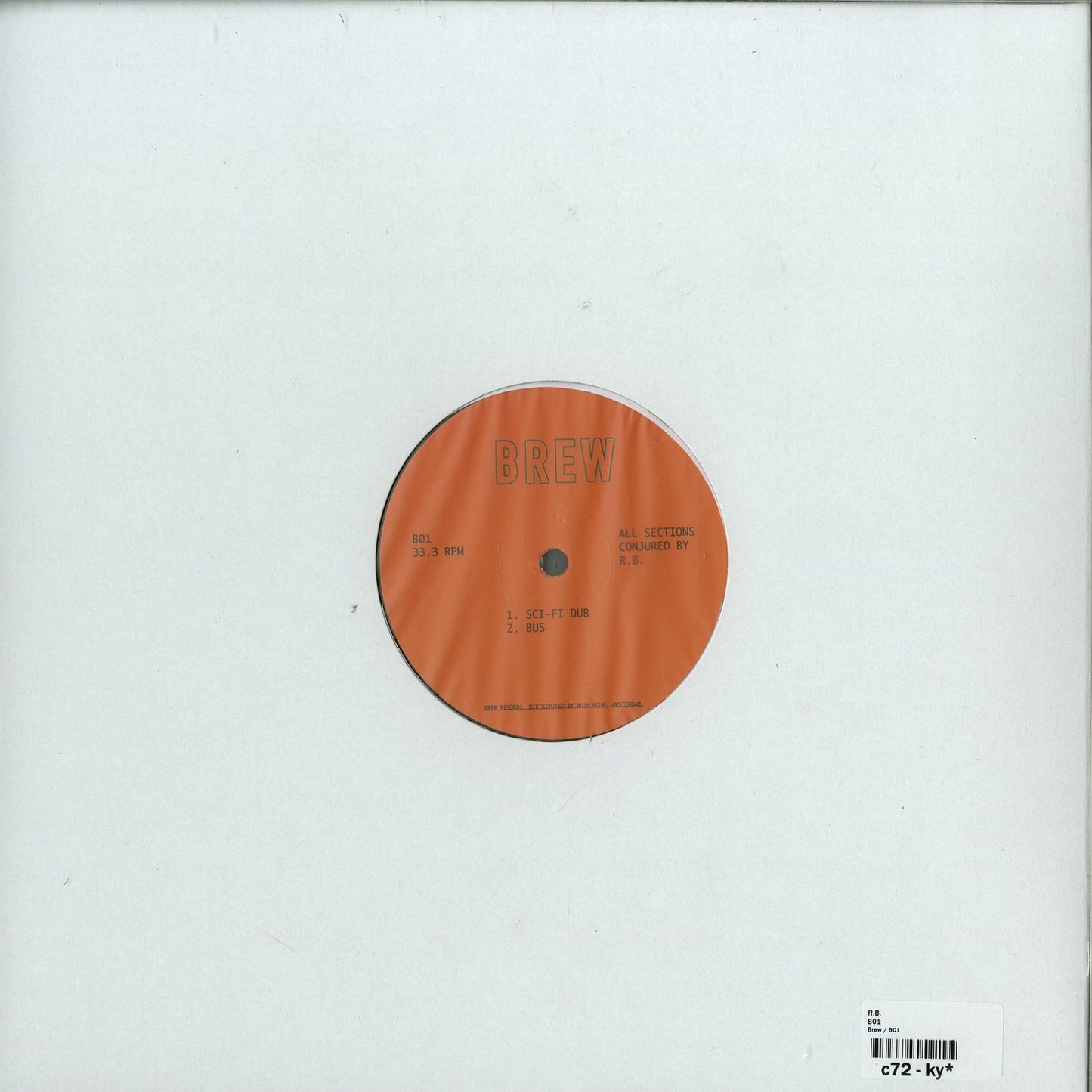 Second Hand R.B. B01 vinyl record showing the back cover with artwork and track information.