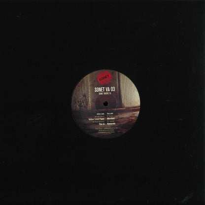 Vinyl Future SONET VA 03 vinyl record with a black label, showing the back side with track details and artwork.