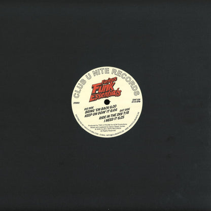 Back cover of Vinyl Future's Two 4 Phunk Furious Funk Essentials vinyl record, featuring colorful artwork and track details.
