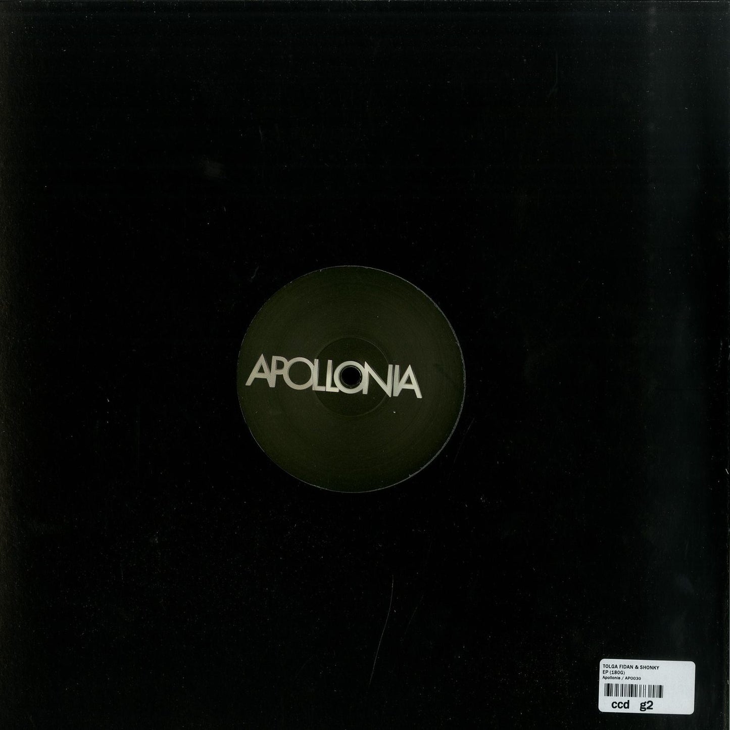 Vinyl record titled "EP" by Tolga Fidan & Shonky, displayed with its back cover featuring artwork and track info.