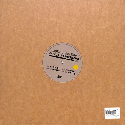 Back cover of Triple Vision MOD21 & TOKI FUKO Still Thinking EP vinyl record showcasing artwork and track listing.