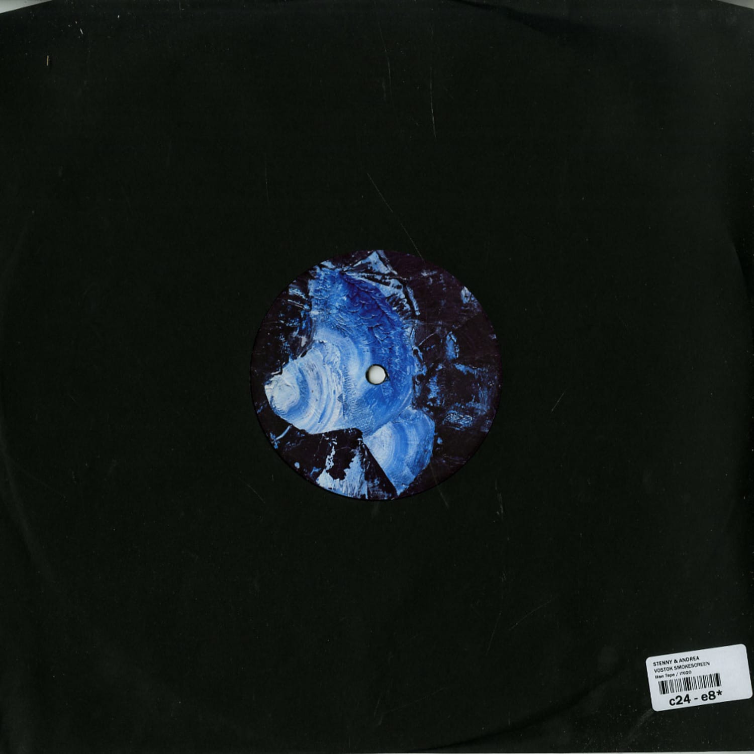 Second Hand vinyl record of Stenny & Andrea – Vostok Smokescreen, showing the back cover with artwork and tracklist.