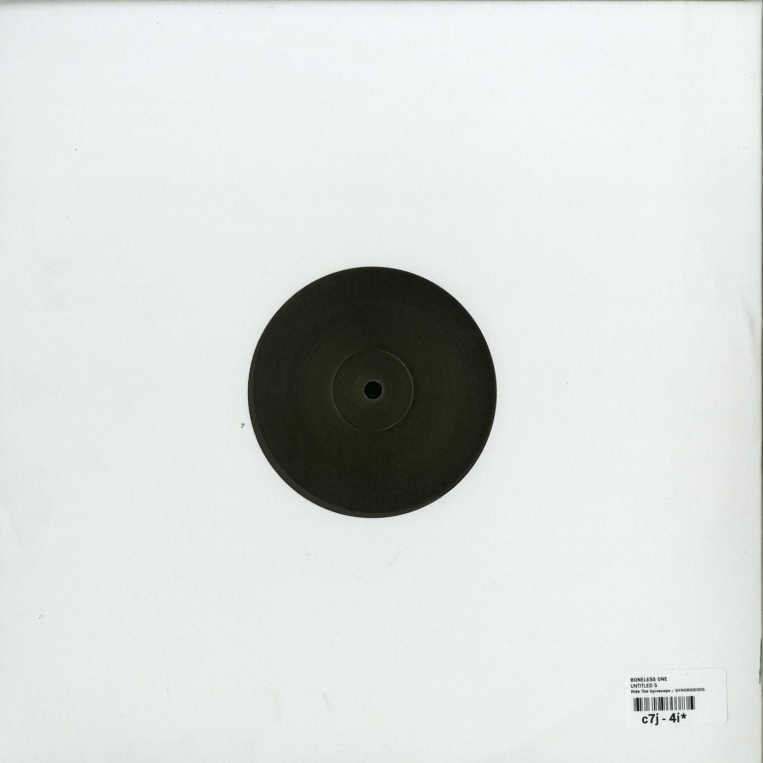 Back cover of Second Hand's Boneless One vinyl record, featuring artwork and track listing on a black background.