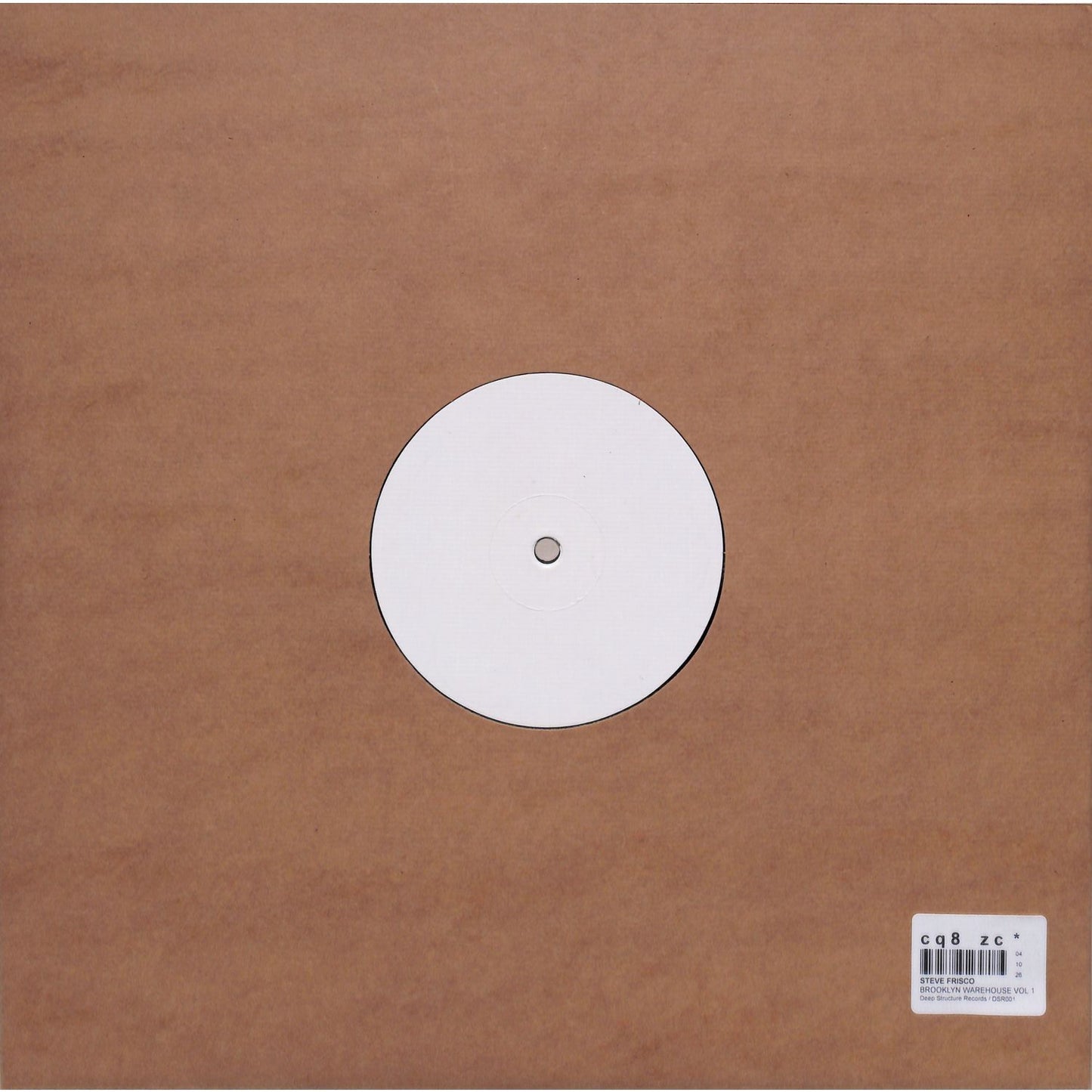 Back of DBH Steve Frisco Brooklyn Warehouse Vol.1 vinyl record featuring dark-colored album cover art with text and design elements.
