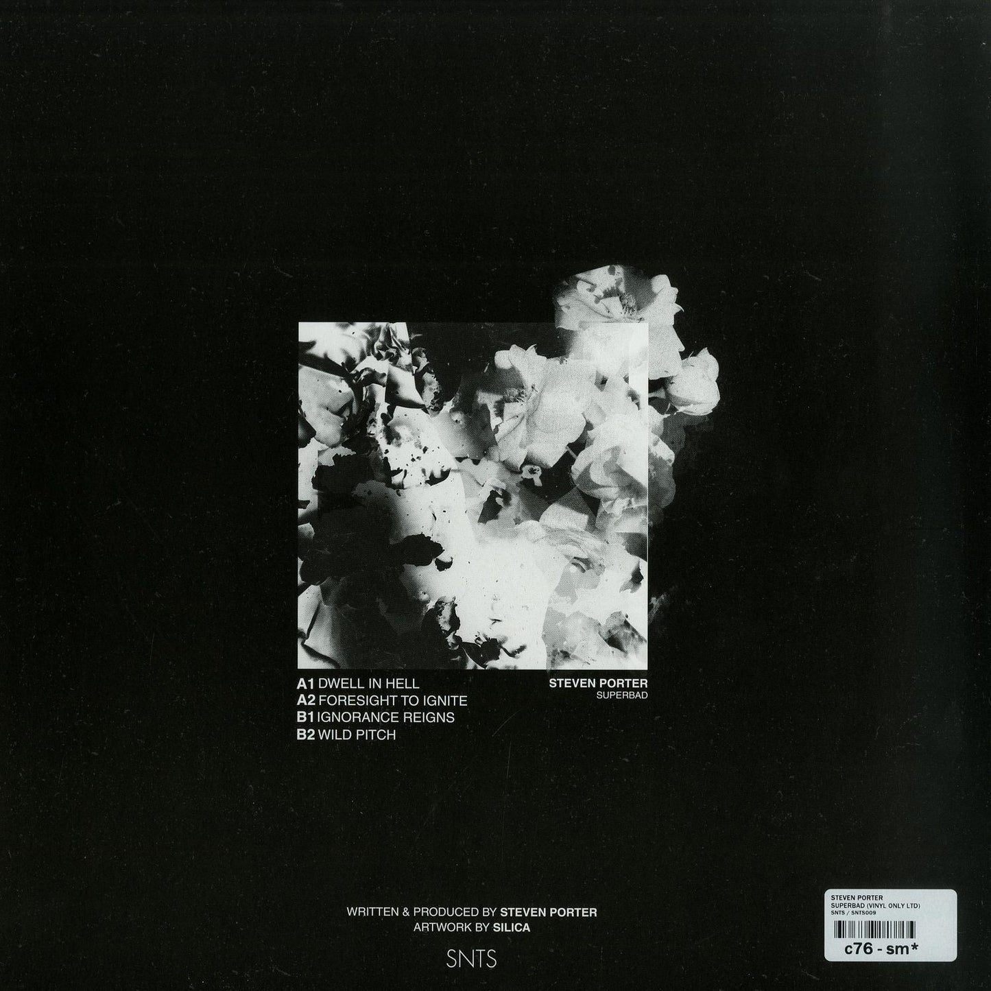 Back of Second Hand Steven Porter Superbad vinyl record, showing the cover art and design details.