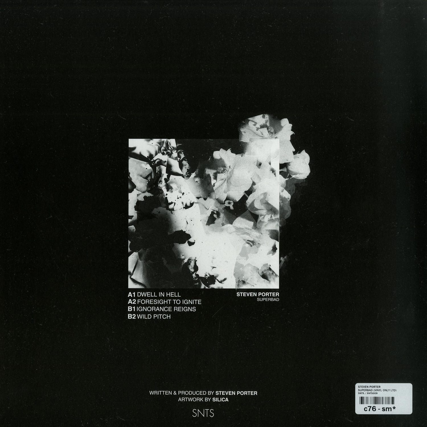 Back of Second Hand Steven Porter Superbad vinyl record, showing the cover art and design details.