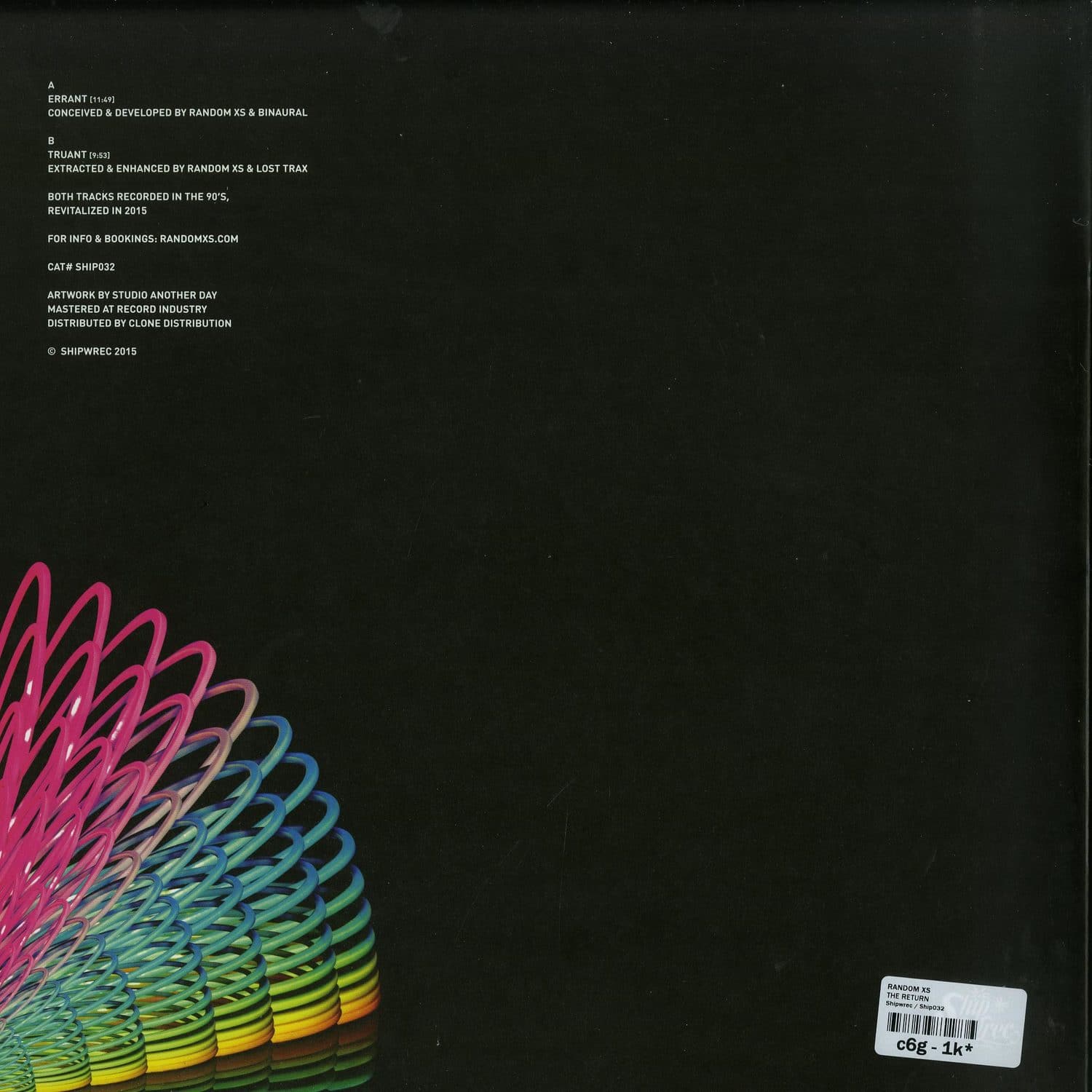 Back of Second Hand RANDOM XS vinyl record titled "THE RETURN," showing the plain black record with minimal text.