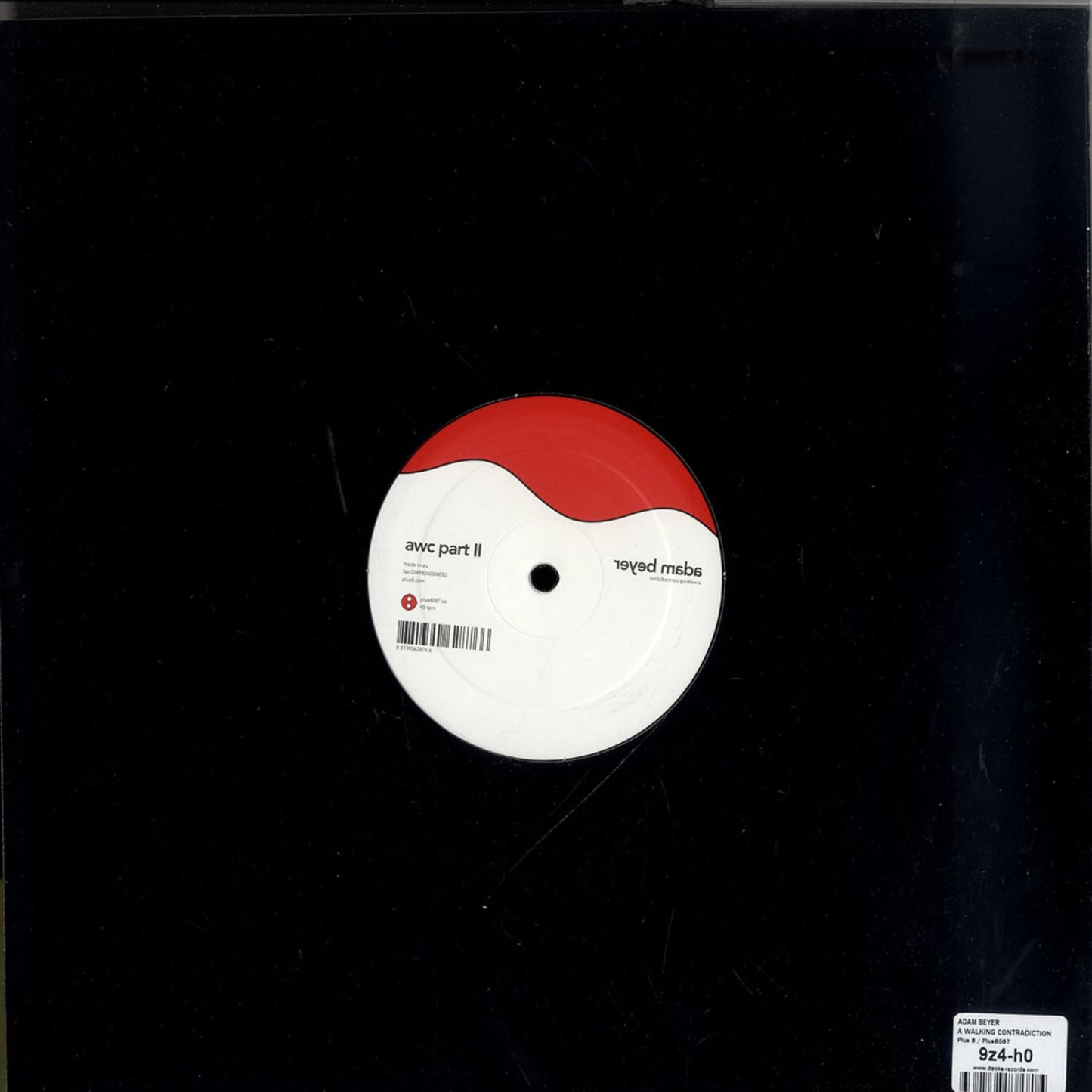 Back cover of Second Hand vinyl record "Adam Beyer – A Walking Contradiction" featuring artwork and tracklist details.