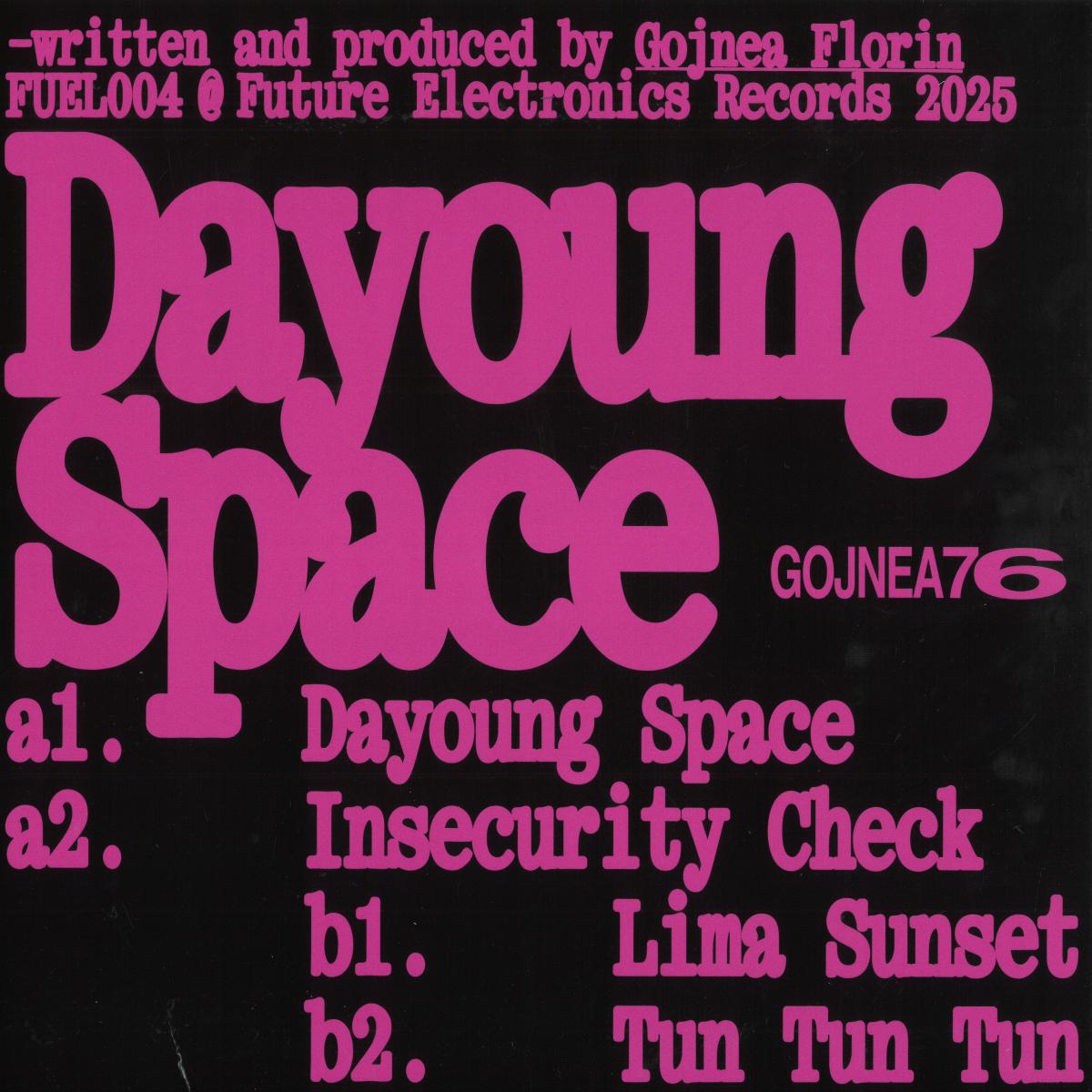 Back of Vinyl Future GOJNEA76 Dayoung Space EP vinyl record showing label side with artwork and grooves.