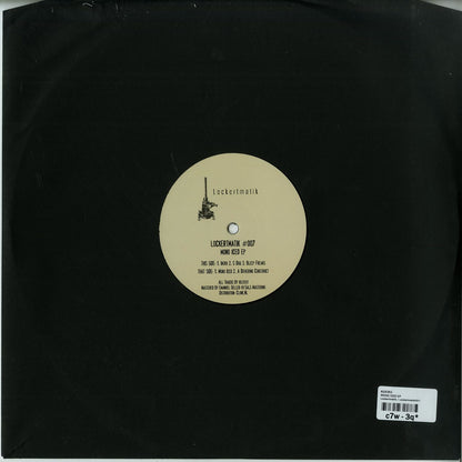 Second Hand KU-X351 Mono ICED EP vinyl record, black disc with label, viewed from the back side.