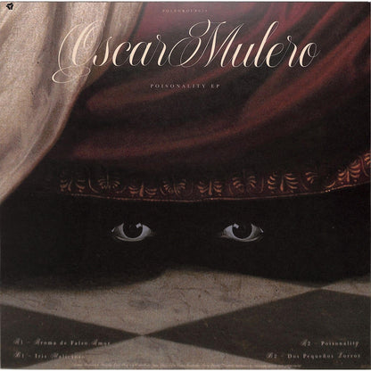Back of OSCAR MULERO Poisonality EP vinyl record by Triple Vision, showing the black vinyl with label details.