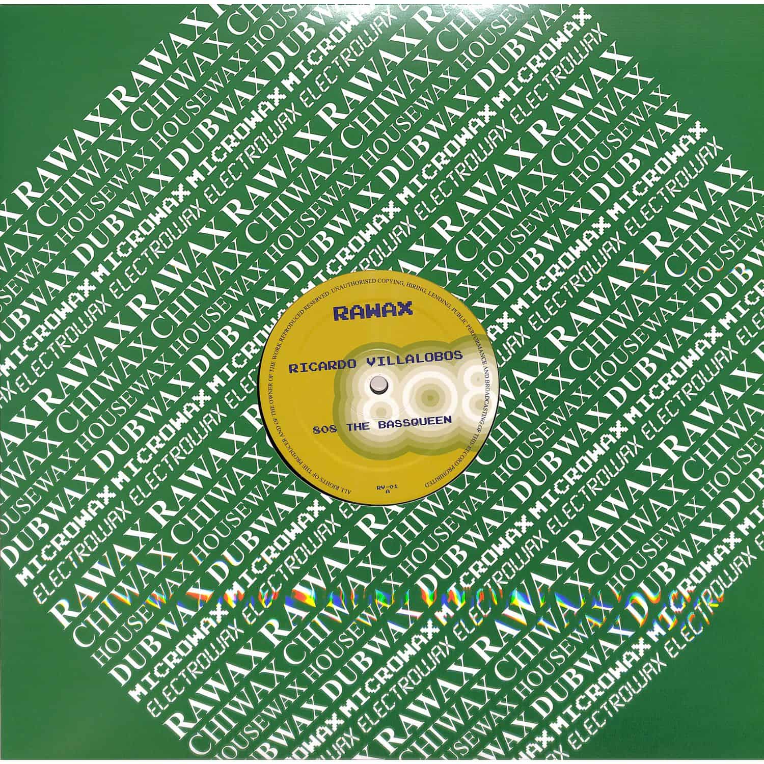 Vinyl record of Ricardo Villalobos – 808 The Bass Queen by DBH, featuring colorful album cover art and record details.