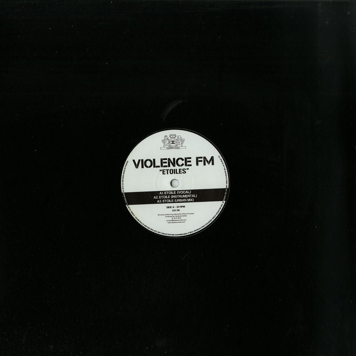 Decks Violence FM Chez Damier Etoiles vinyl record with black cover art featuring abstract star design.